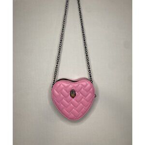 Heart-Shaped Quilted Pink Crossbody Bag With Chain Strap